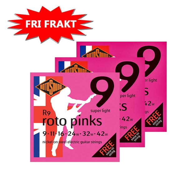 3-pack Rotosound R9 Roto Pinks - Super Light 9-42