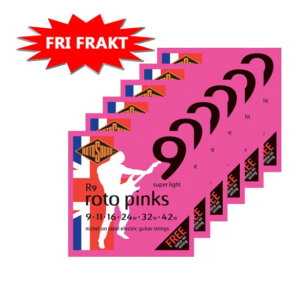 6-pack Rotosound R9 Roto Pinks - Super Light 9-42
